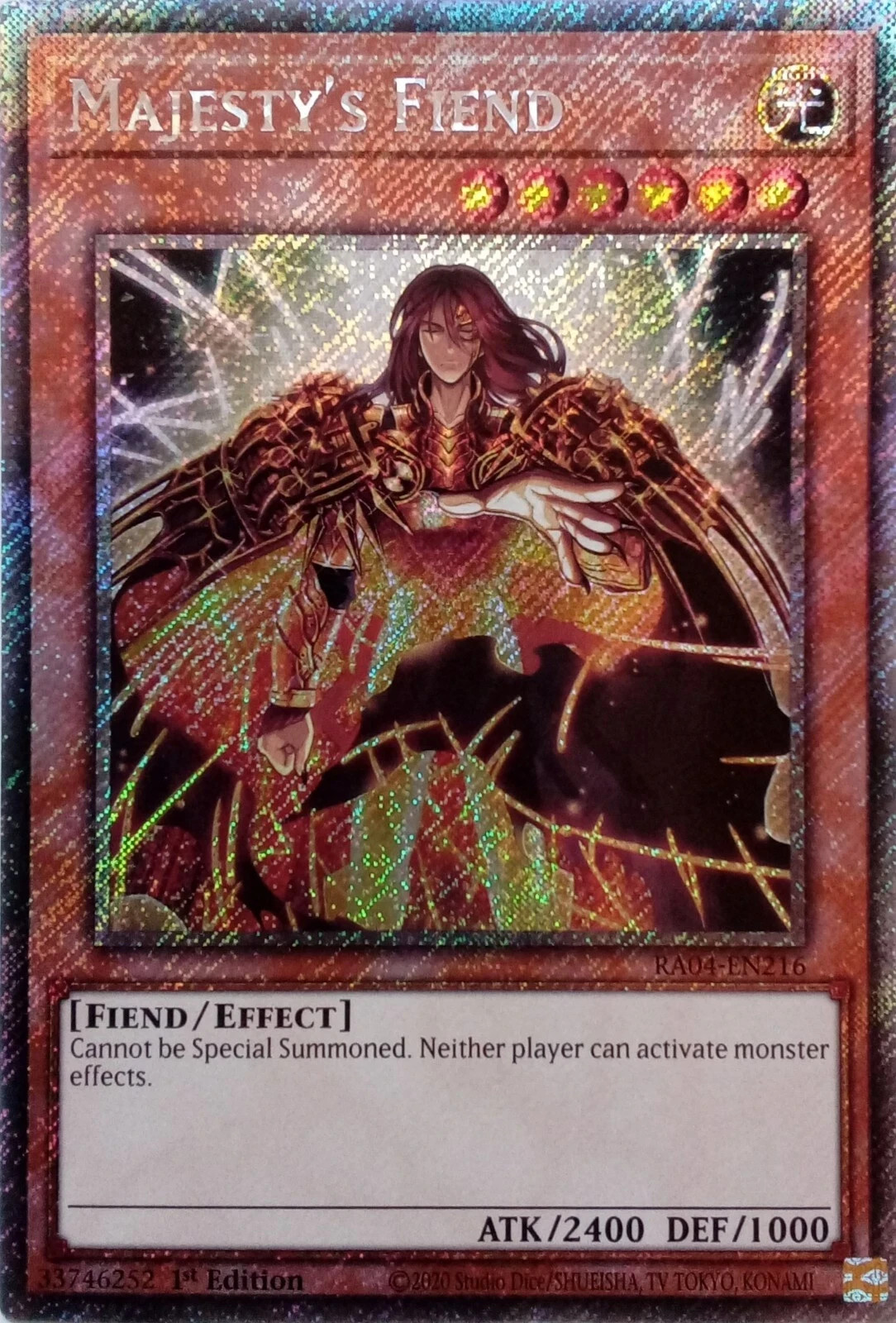 RA04-EN216 Majesty\'s Fiend : Platinum Secret Rare Card : 1st Edition YuGiOh Card