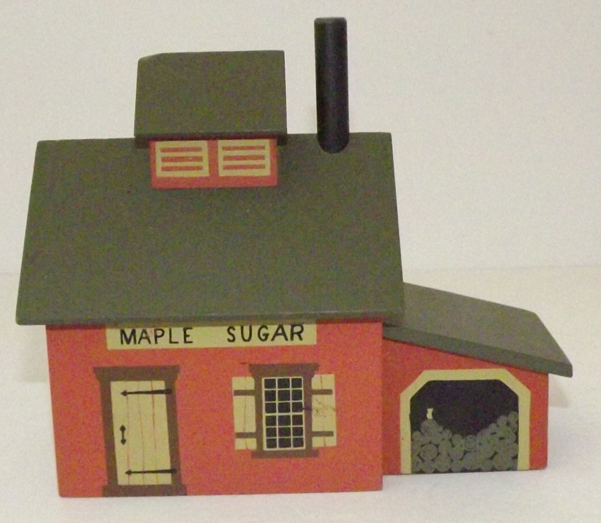 Vtg. Maple Sugar House Shack Wood Coin Bank By Winfield Designs