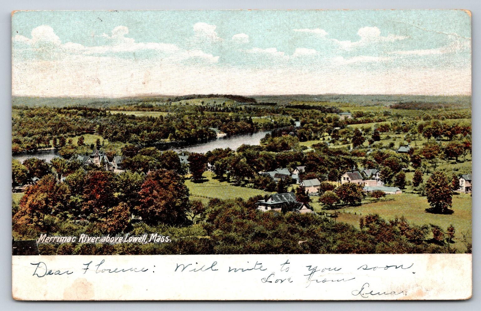 Merrimac River Lowell Mass. 1906 Hugh C. Leighton Postcard