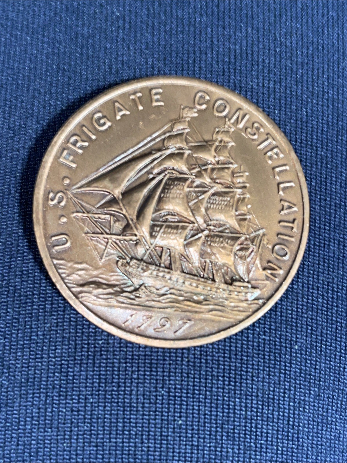 1797 U.S. FRIGATE CONSTELLATION COIN STRUCK W/ PARTS OF SHIP 1ST U.S. NAVY SHIP