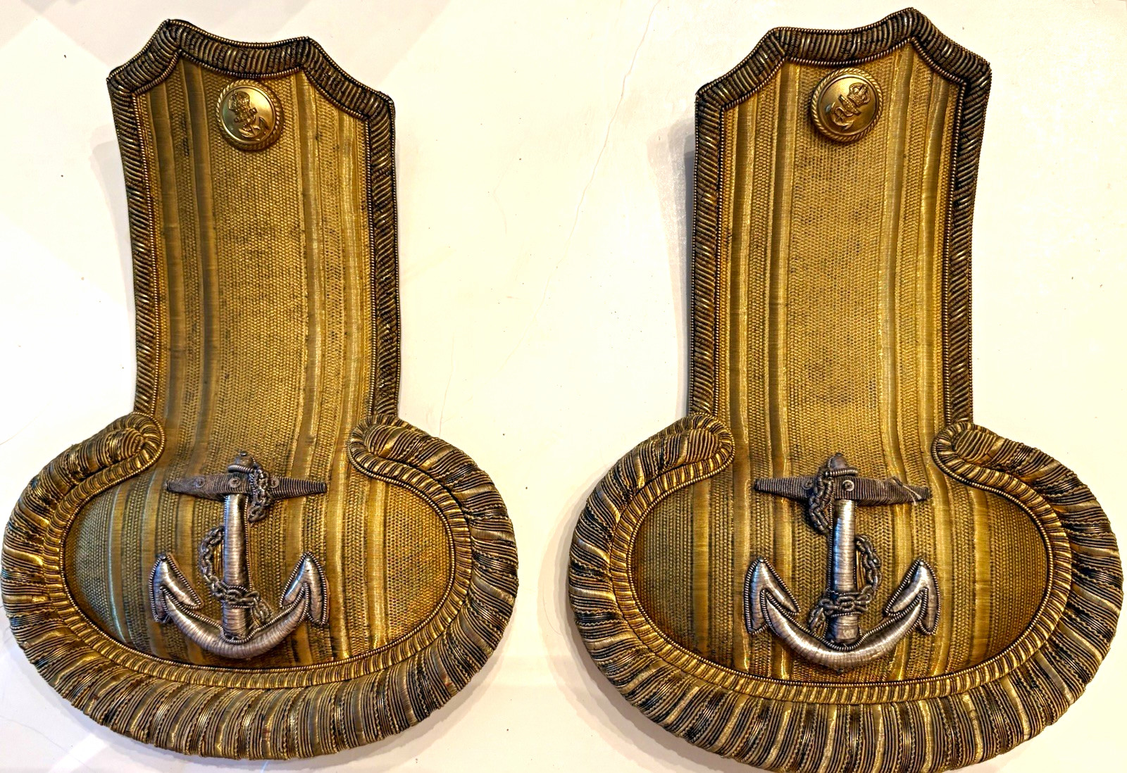 Antique Royal Navy Officer Lieutenant Full Dress Epaulettes J Gieve & Sons c1900