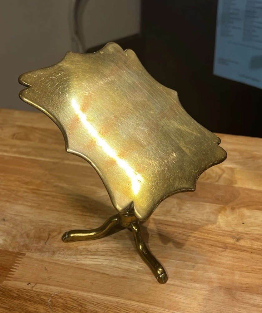 Antique Georgian Brass Tilt Top Candle Reflector Miniature Tripod Table 19thC