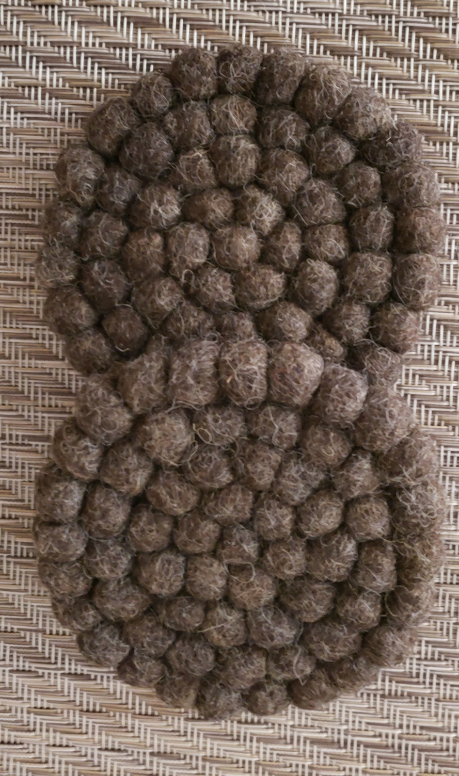 COASTERS (WOOL), (Set/2), Round, Handmade, Balls, Wool, BROWN, 4\ COASTERS (WOOL), (Set/2), Round, Handmade, Balls, Wool, BROWN, 4\