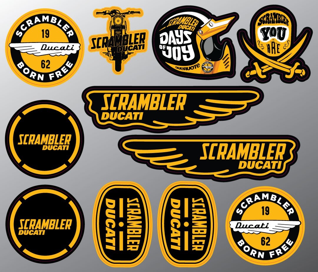 Motorcycle Stickers Decals for Ducati Scrambler Limited Black Yellow Part 2 Set