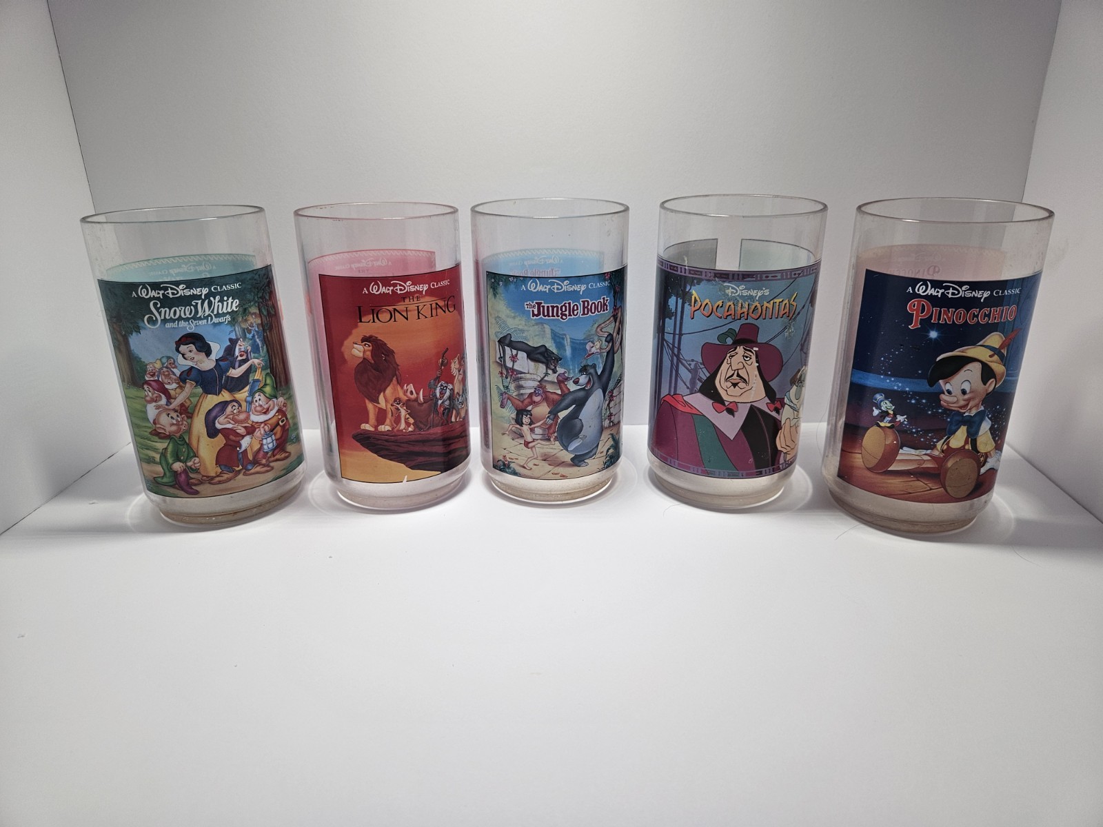 5 Vintage 1994 Disney Collector Cups Burger King Snow White Lion King Jungle