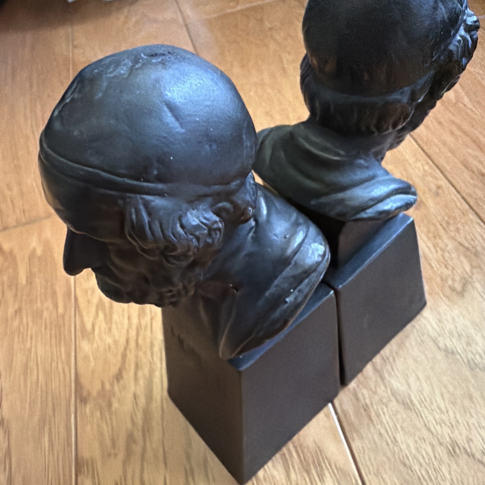 Antique Homer Bust Bookends Pair Greek Poet Bronze Clad Galvano Plaster DAMAGED