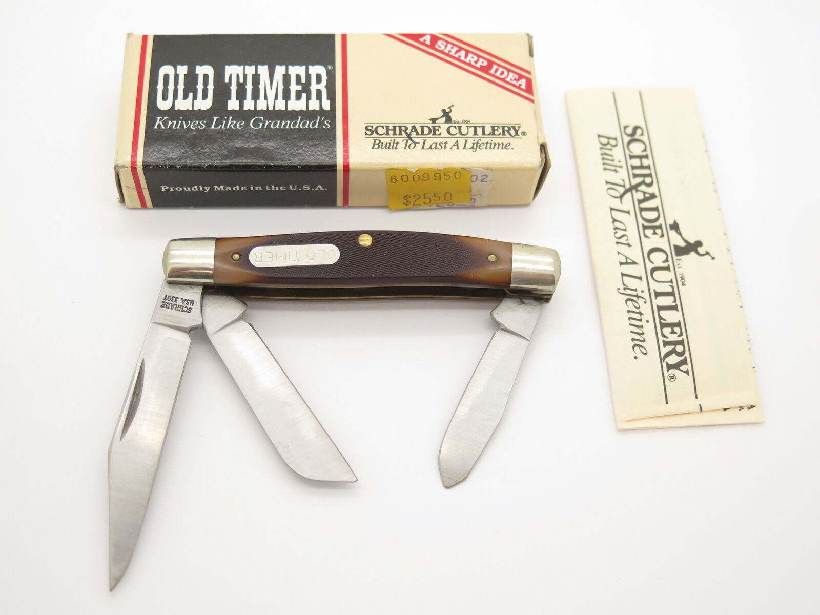 Vtg 1980s Schrade USA 34OT Old Timer Stockman Folding 3 Blade Pocket Knife