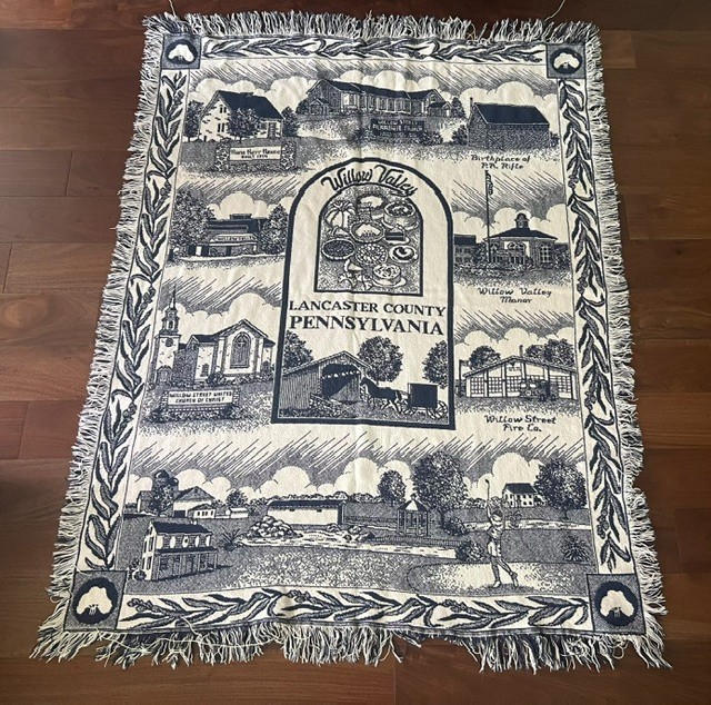 Vintage Woven Coverlet Throw Blanket Willow Valley Lancaster County PA