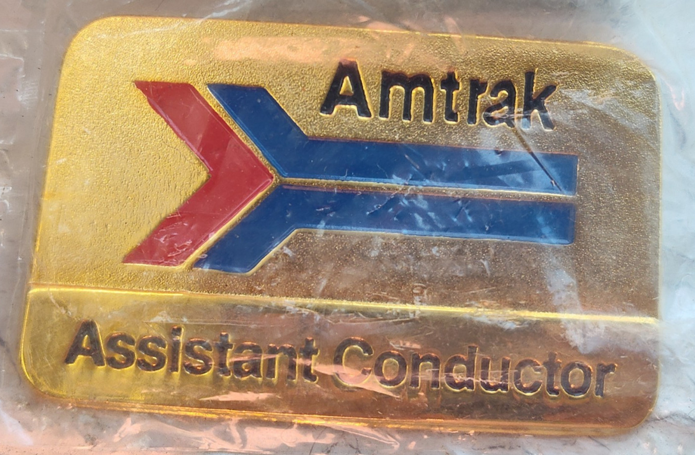 Vintage Amtrak Assistant Conductor Hat Badge Plate Pin Railroad
