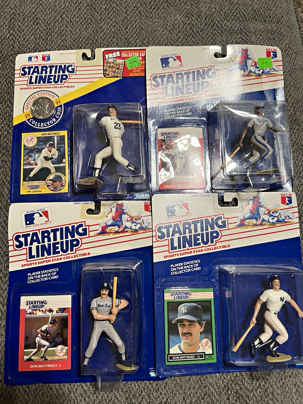 Starting Lineup MLB Don Mattingly & Darryl Strawberry Figures w/ Card/Coin