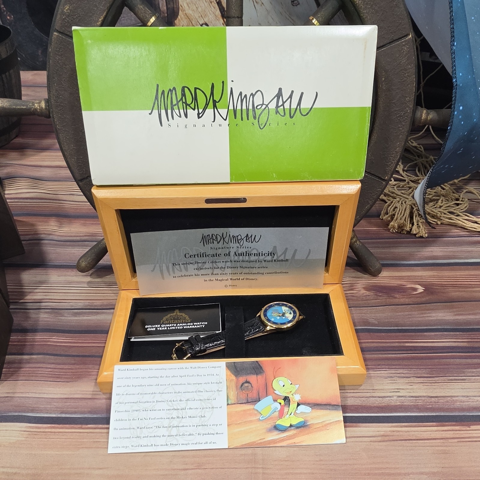 Rare Disney Jiminy Cricket Watch With Box COA Ward Kimball Ltd Edtn (532/5000)