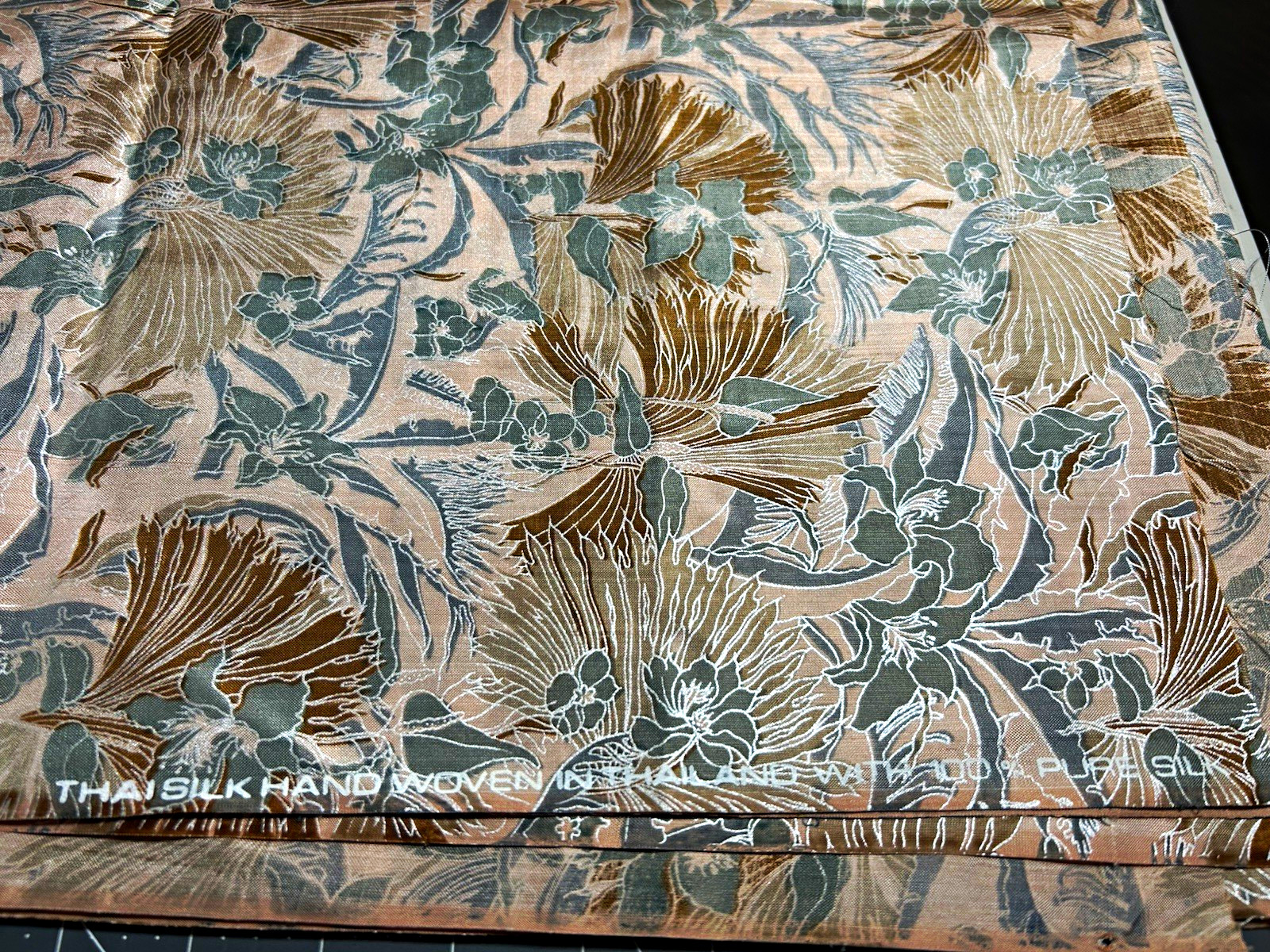 Vintage Thai 100% Silk Fabric 93