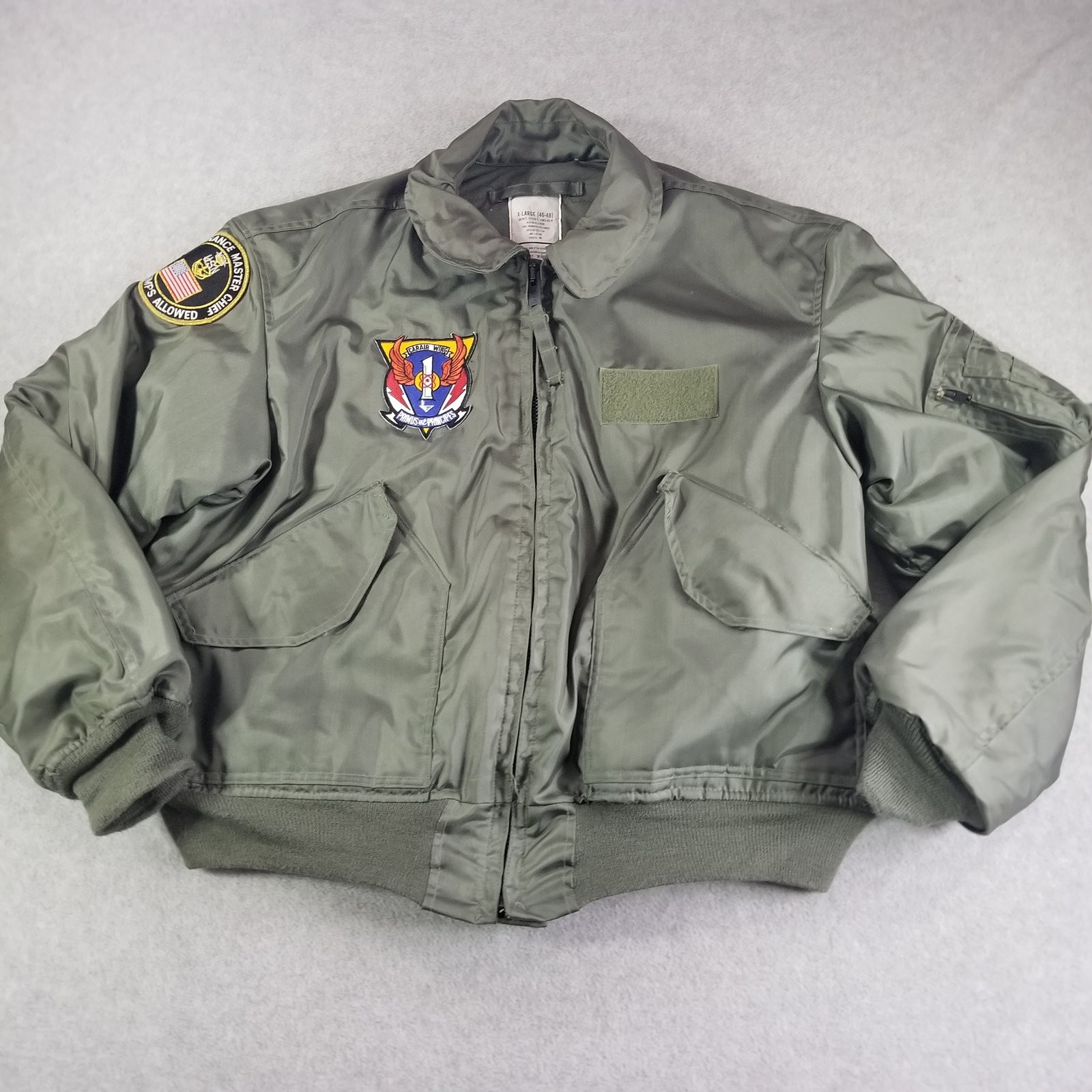 Vintage Flight Jacket CWU-45/P Mens Extra Large Green Nomex USN Navy 90s