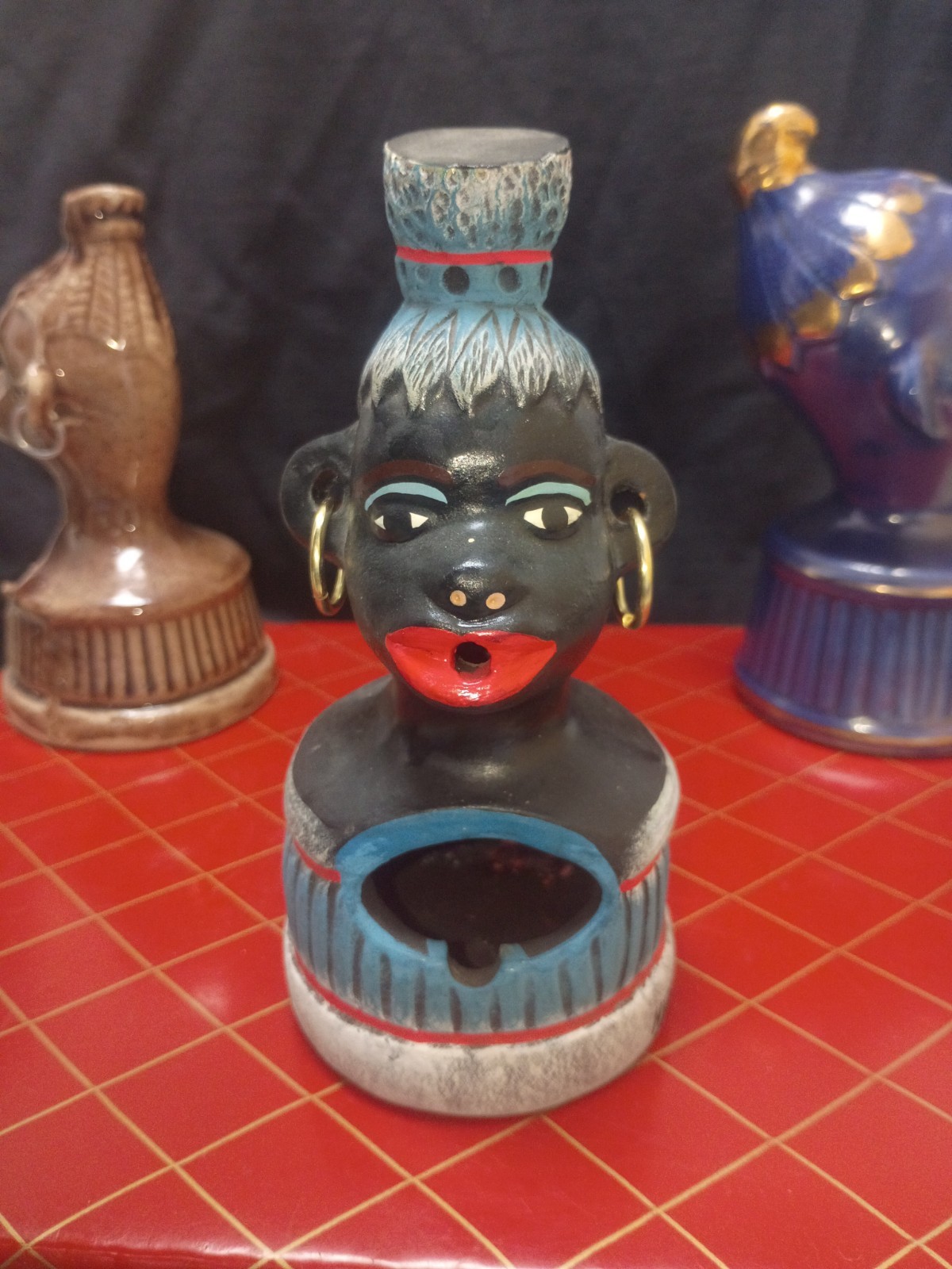 Vintage ~ 1950s African Zulu Smoking Lady Ashtray Rare HCA  Barsony Version 