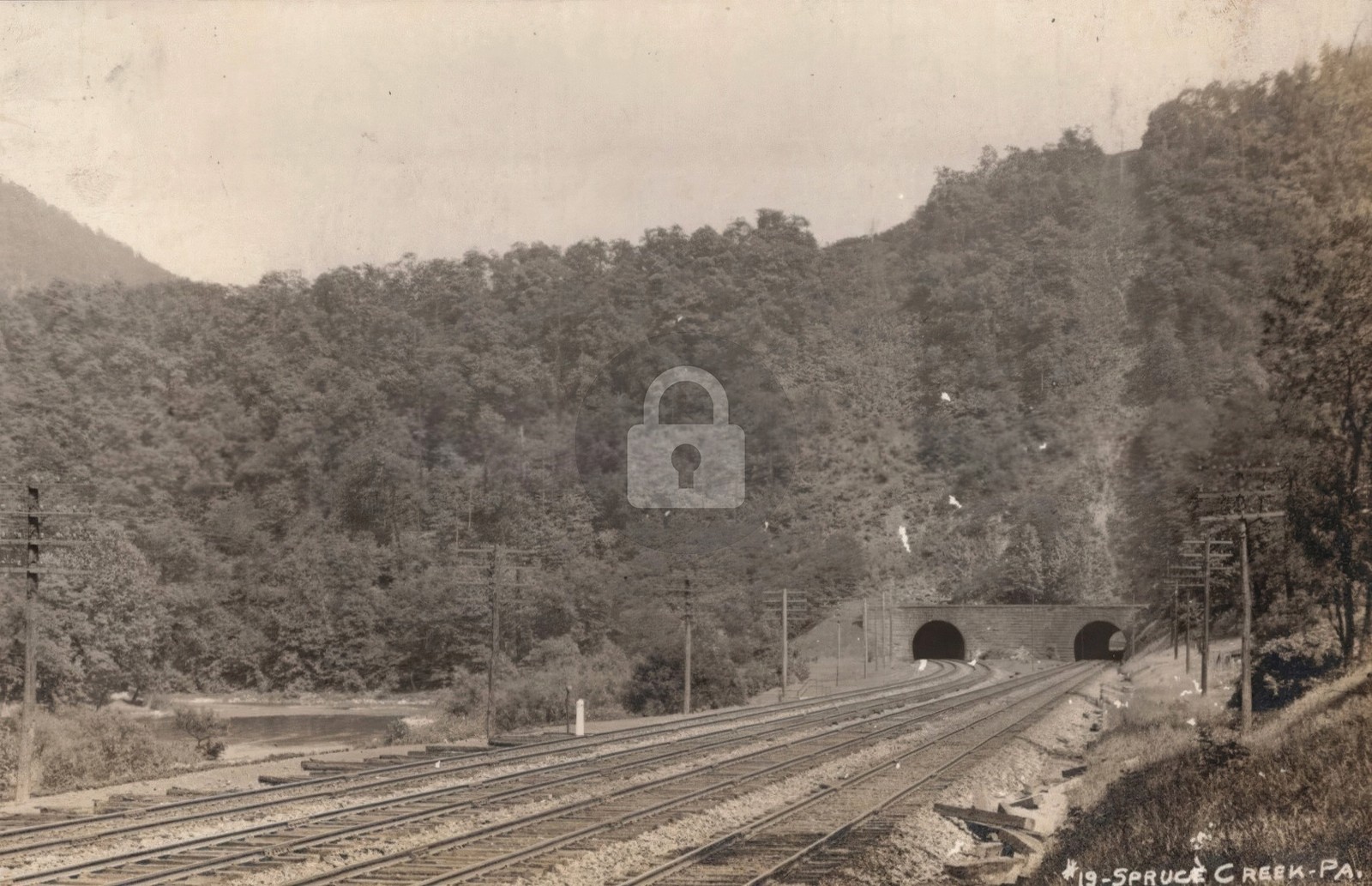 Spruce Creek PA Railroad Tunnels Thru Mountain RPPC Photo Postcard COPY