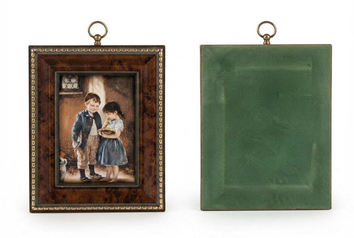 Vintage Style Framed Children Art Miniature Hanging Decor Print For Wall