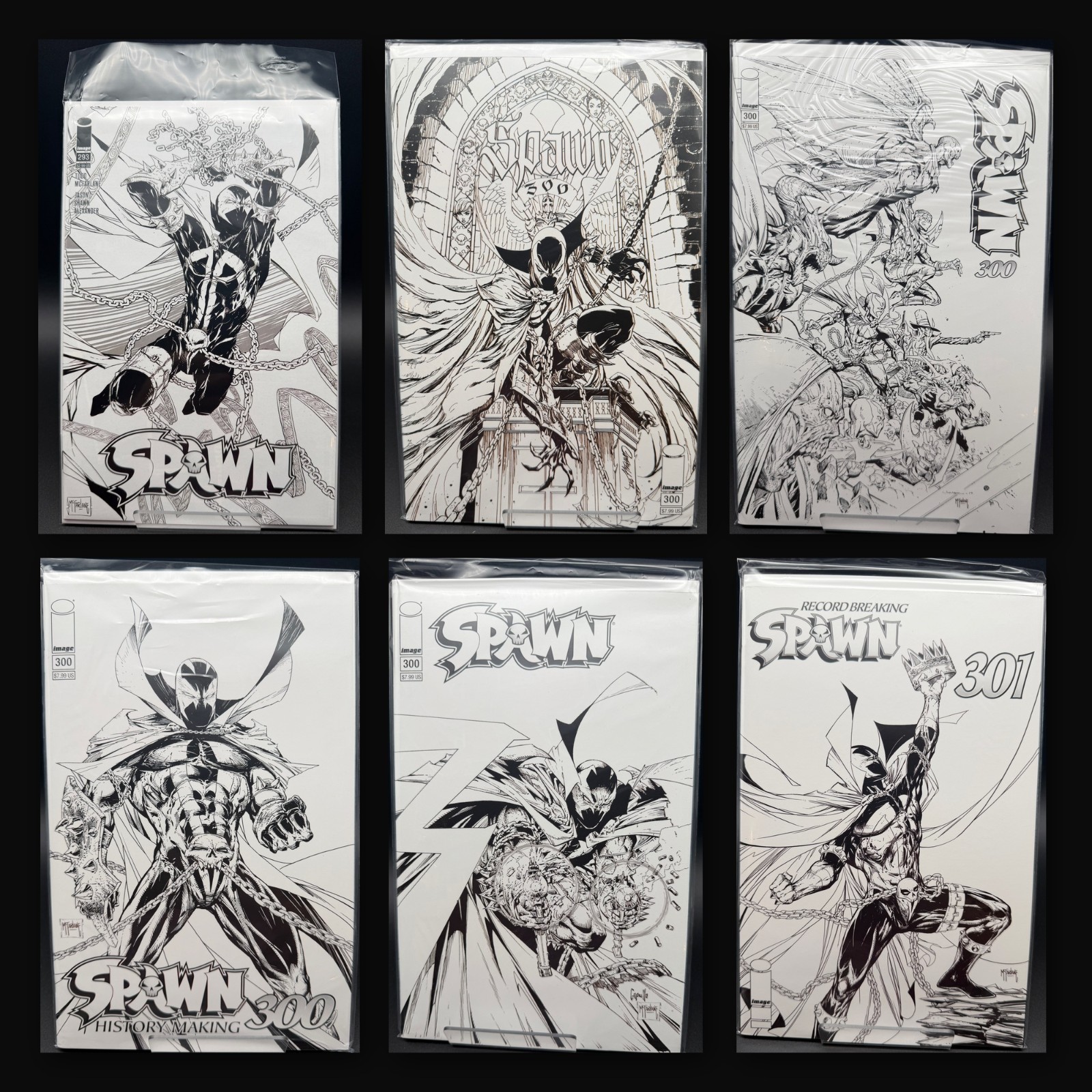 Spawn Black & White Sketch Variant Lot 6 Image 293 300 x4 301 McFarlane Capullo