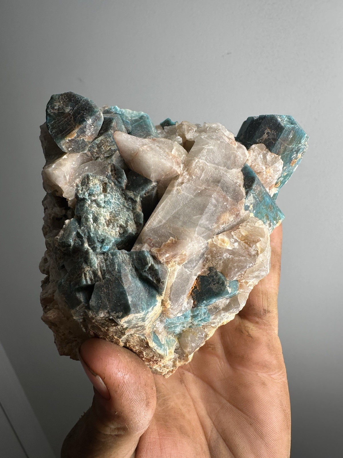 Exceptional Color And Terminated Amazonite With Smokey Quartz