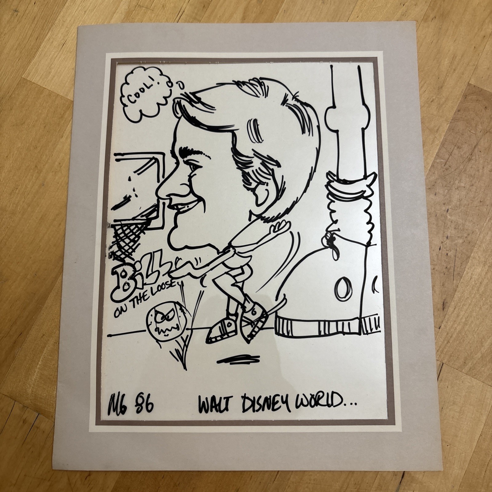 1986 Walt Disney World Original Hand-Drawn Caricature Signed MB