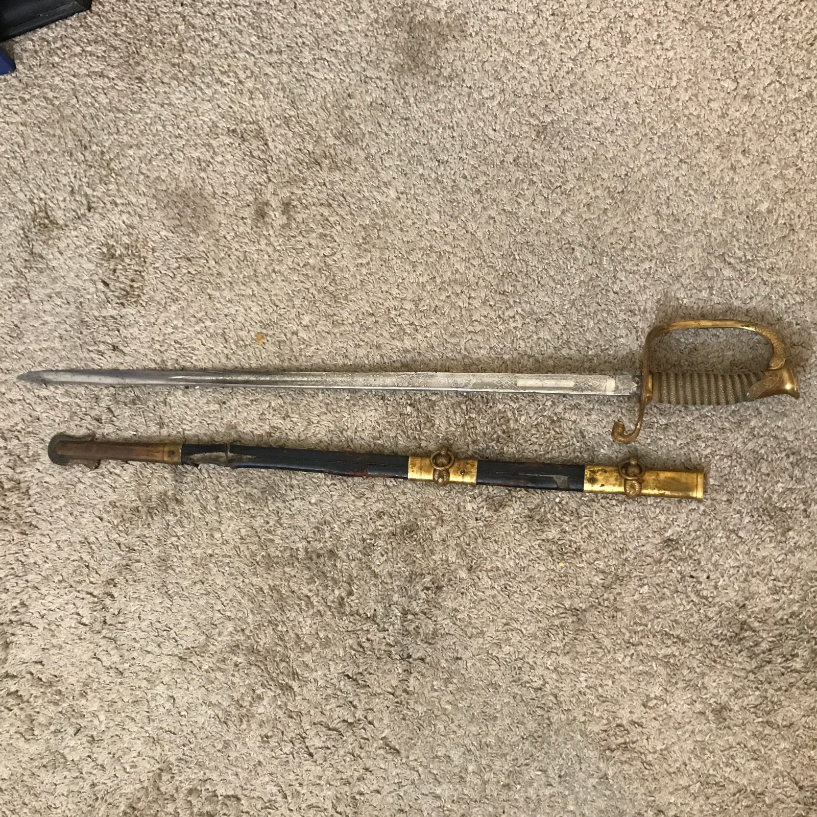 Antique U.S.C.G. U.S. Coast Guard Engraved Sword MC Lilley