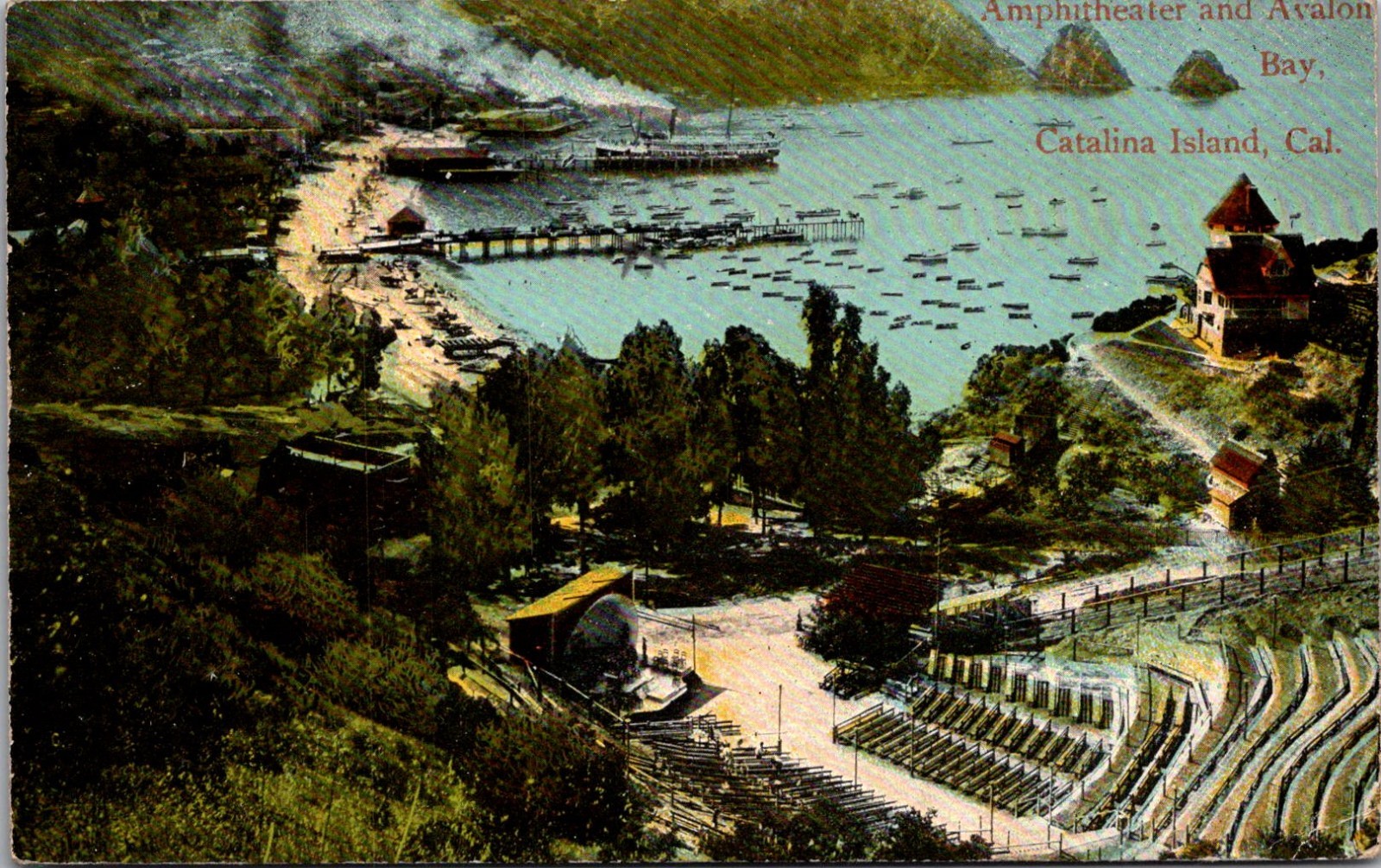 Amphitheater & Avalon Bay The Rieder Catalina Island CA Vintage Postcard TP13-25