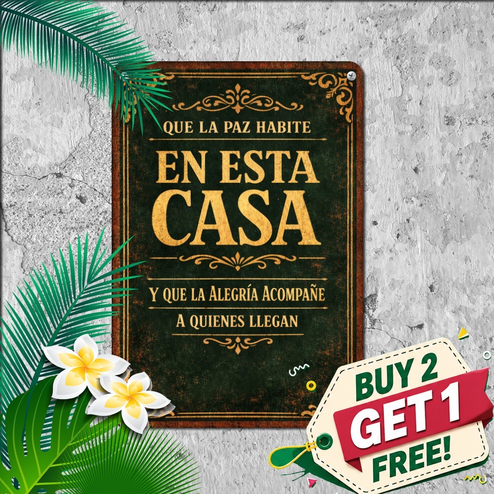 Dios Bendiga Este Hogar Spanish Christian House Blessing Metal Tin Sign 8x12