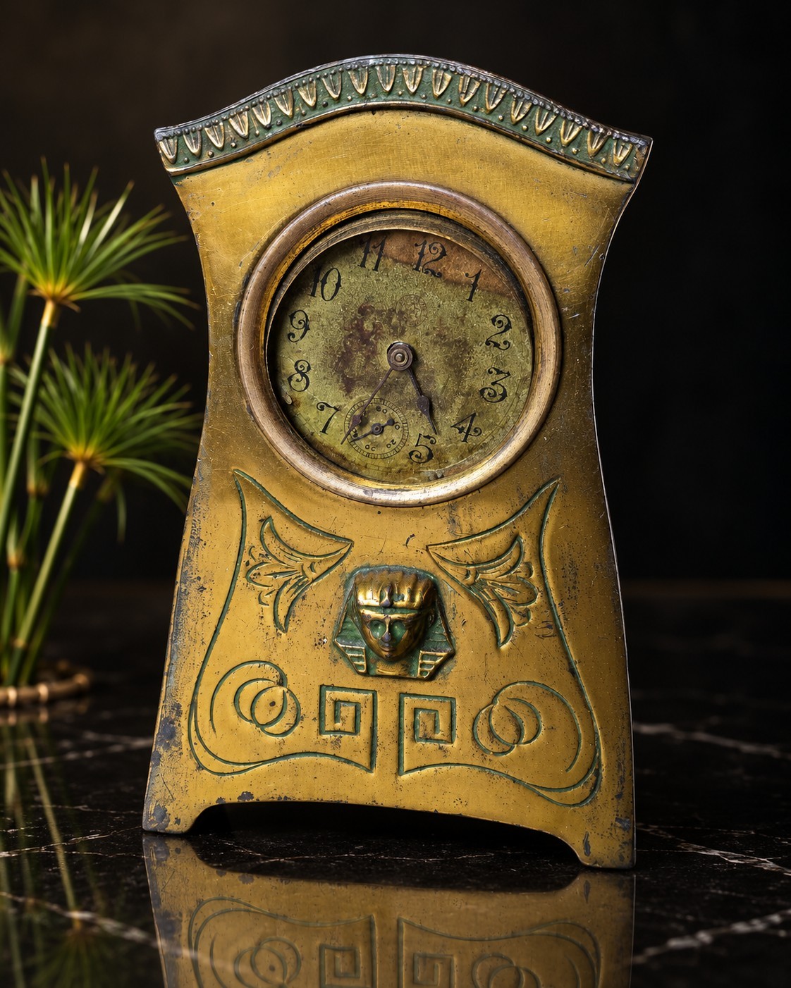 Antique Benedict Karnak Brass Egyptian Revival Clock #164 Parts Repair c1910