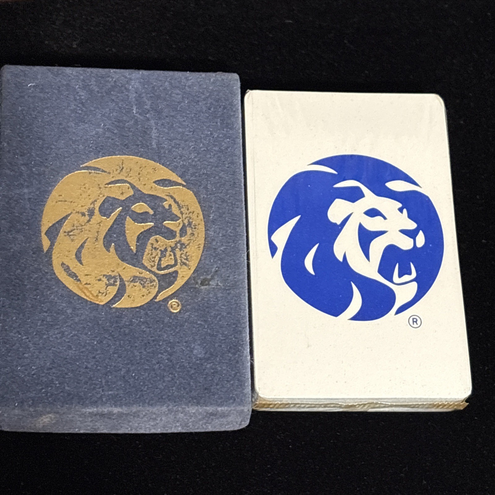 Vintage MGM Grand Air Playing Cards NOS Sealed Deck with Blue Velvet Box Lion
