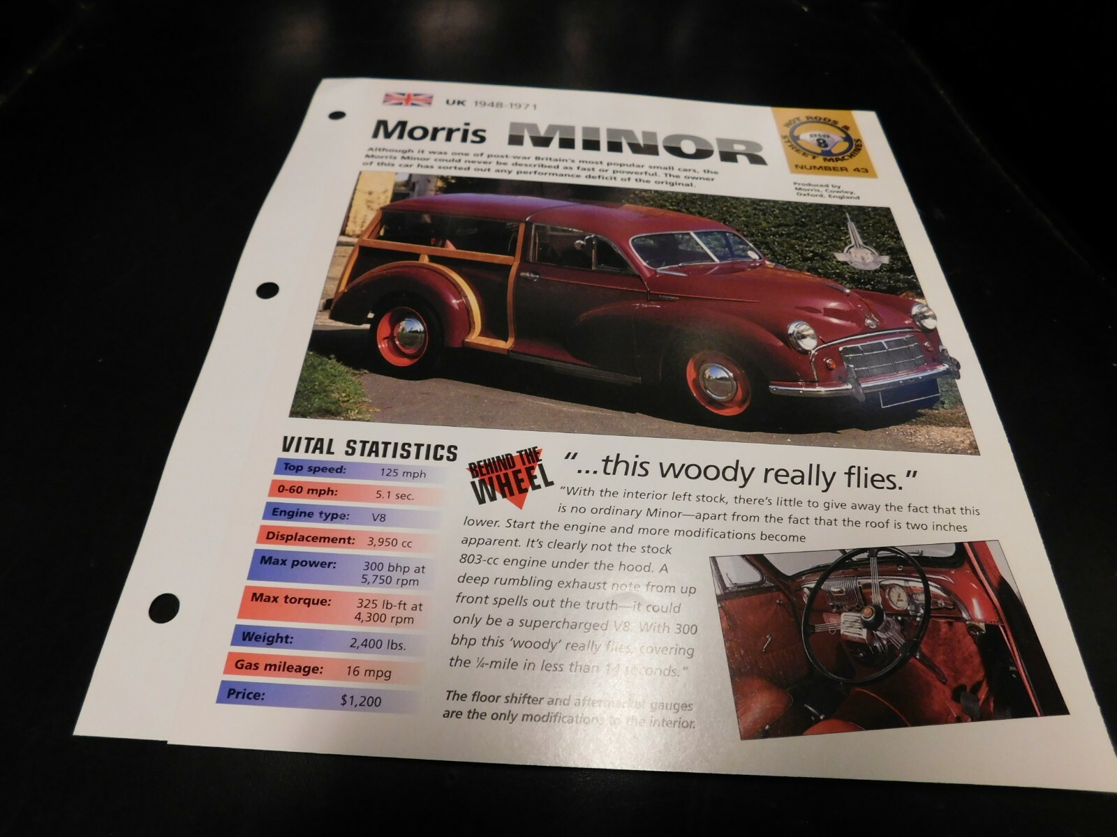1948-1971 Morris Minor Spec Sheet Brochure Photo Poster 49 50 51 52 53 54 55 56