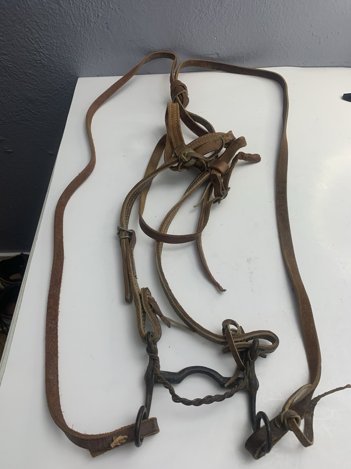 VTG Western Equestrian Horse Pony Mule Riding Brown Leather Bridle Reins & 4\