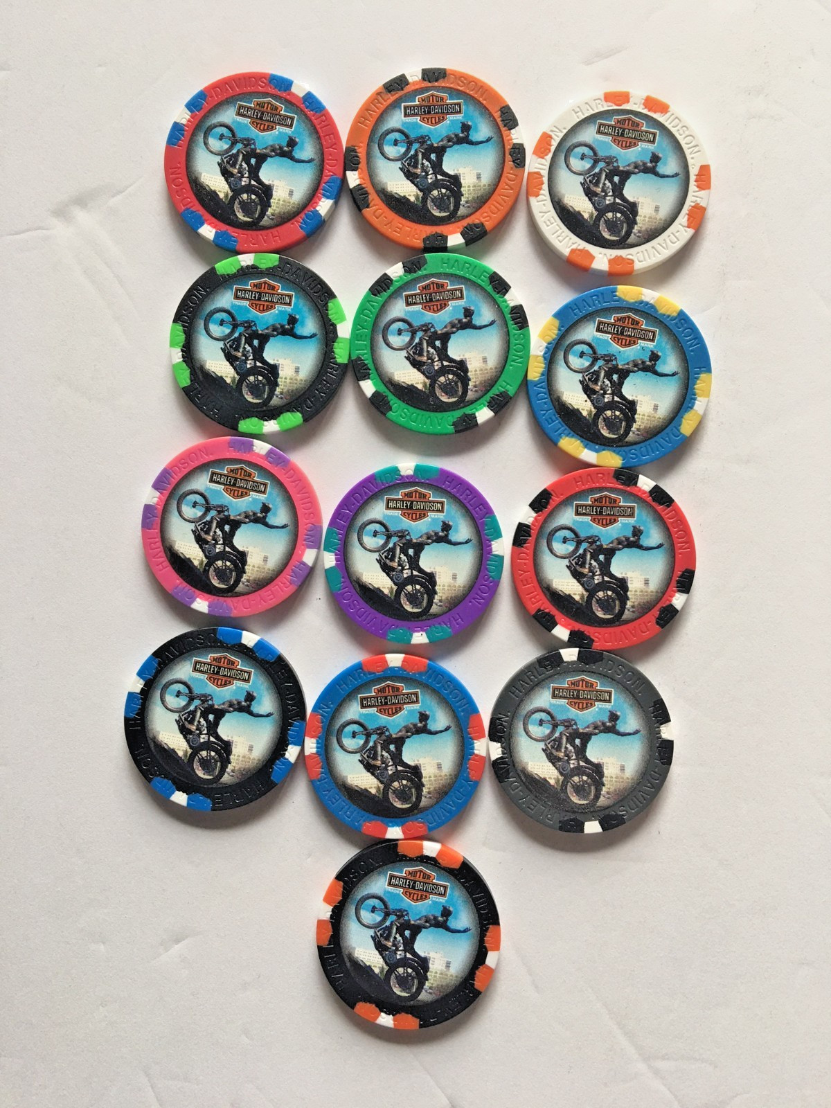 Harley Davidson Museum Poker Chips - Complete Set of All Color Combinations