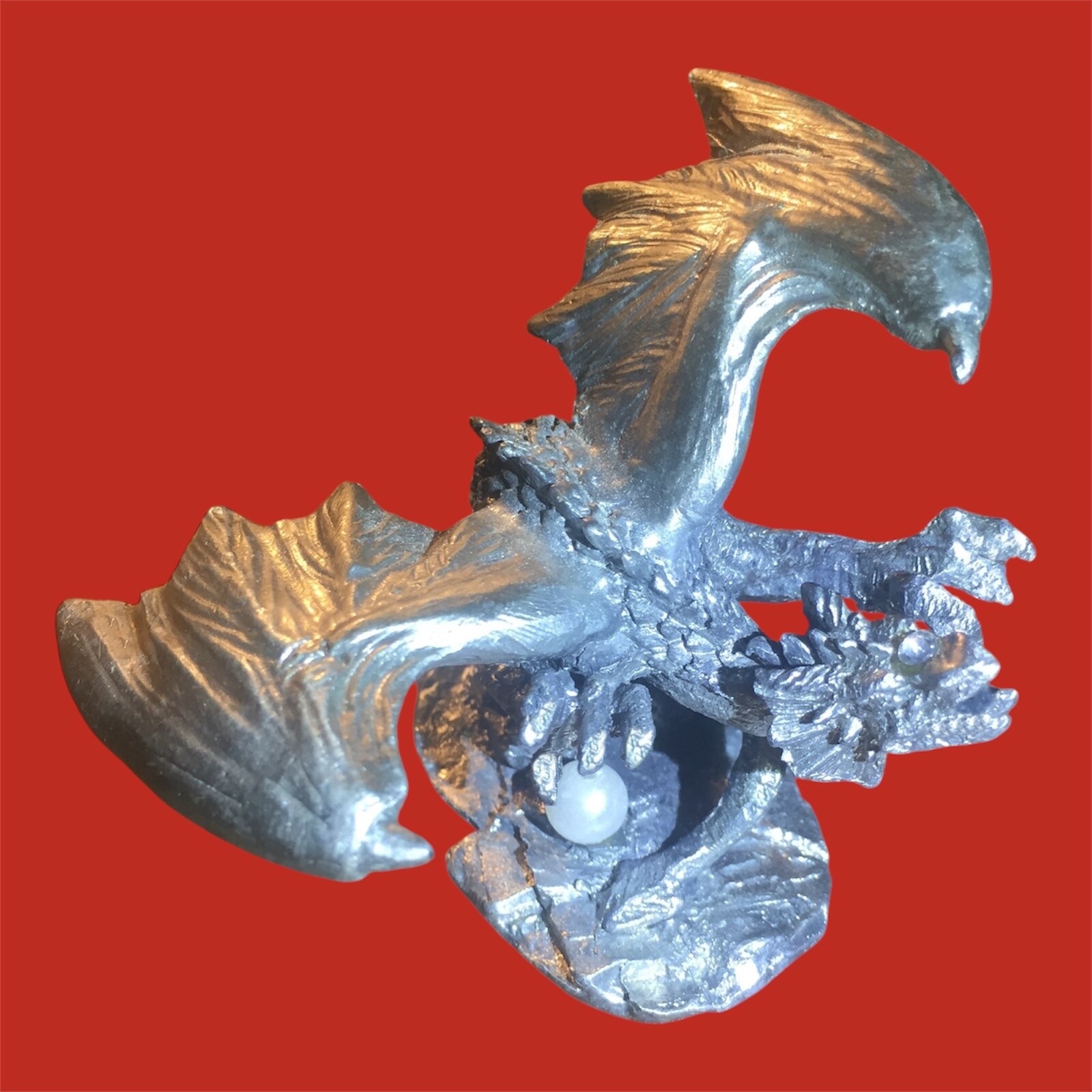 Pewter Paperweight Fierce Dragon Desk Office Collectible Fantasy Myth NEW VTG