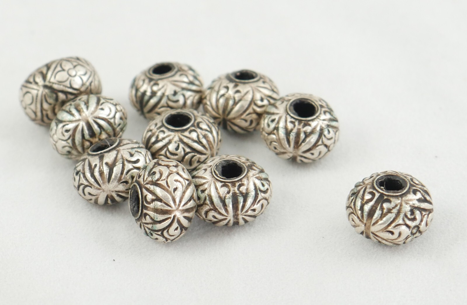 Ten 97% Silver Traditional Antique Thai/Khmer 13mm X 10mm Silver Beads -Unused Ten 97% Silver Traditional Antique Thai/Khmer 13mm X 10mm Silver Beads -Unused
