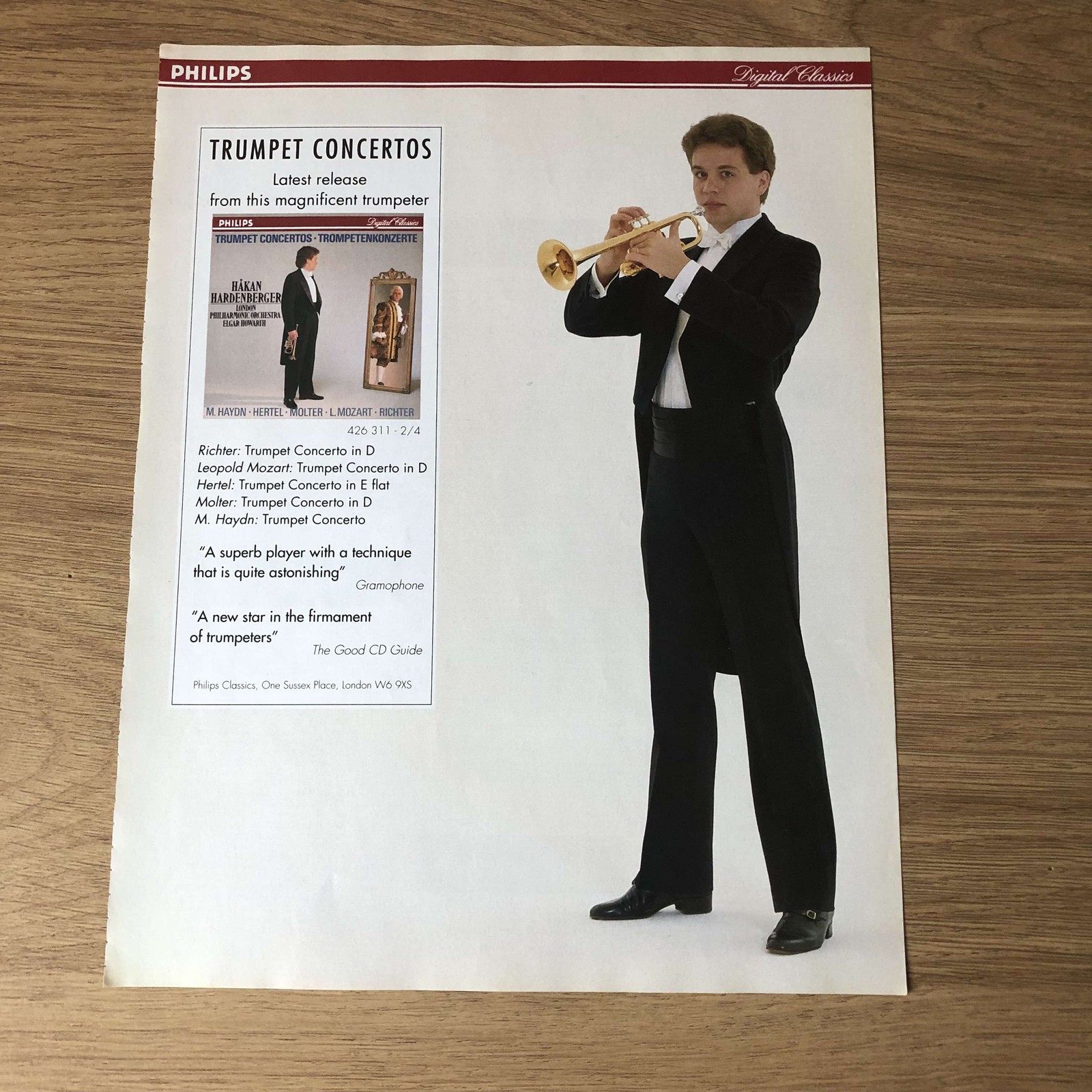 GRAM45 MAGAZINE ADVERT 11X8 HAKAN HARDENBERGER CONCERTOS