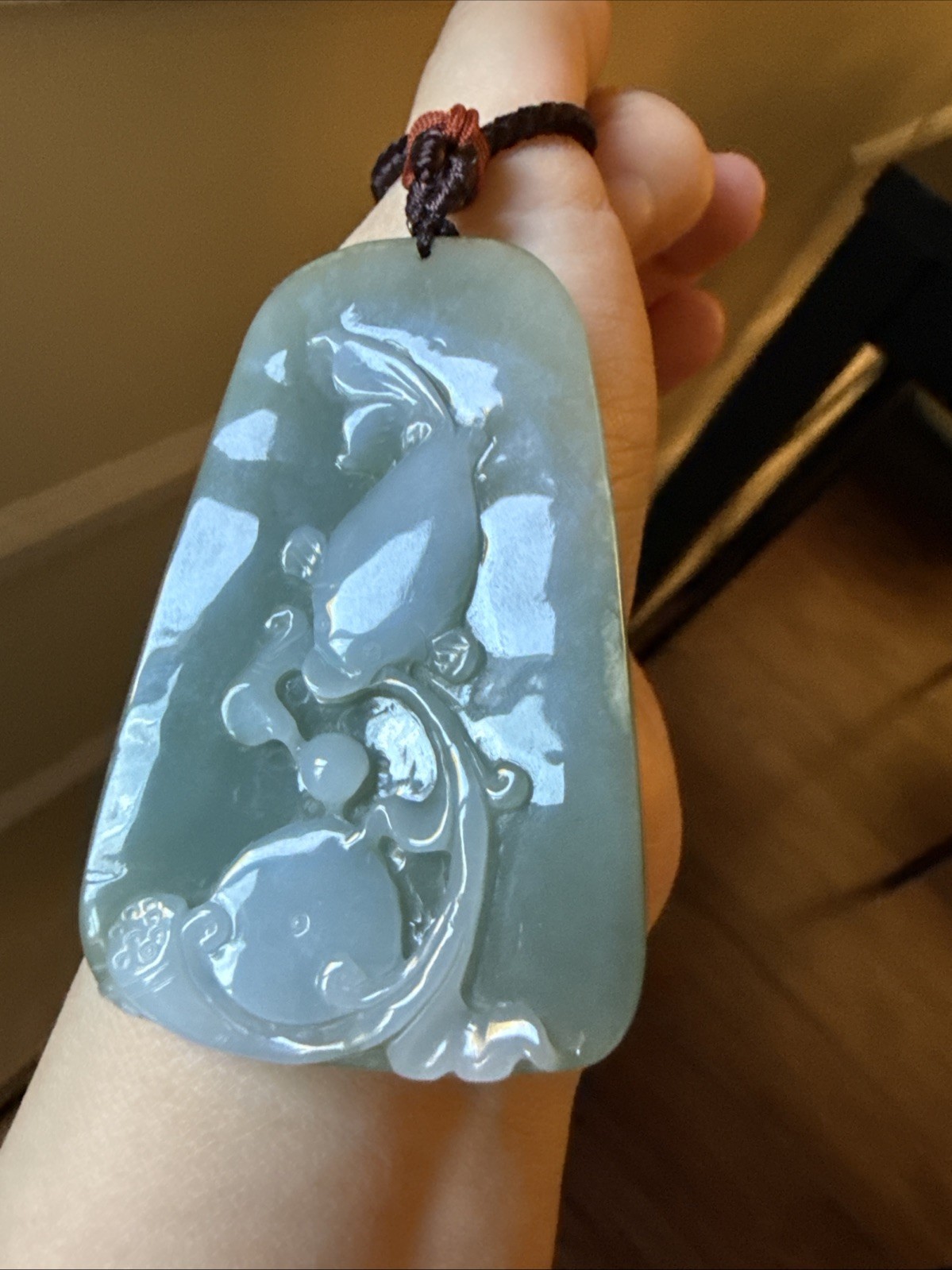 純天然翡翠A貨 老坑冰水頭足 冰油綠 純手工特色巧雕 如魚得水 Grade A Genuine Burma Jadeite Jade Certified