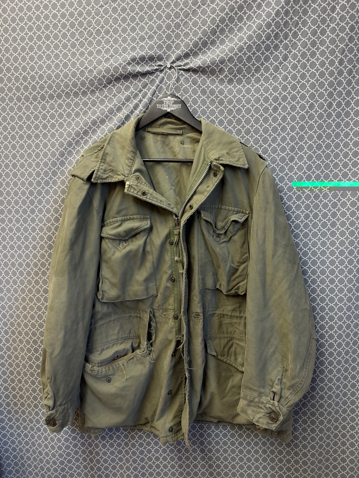 Vintage 1950s US Army M-1951 Talon Field Jacket Korean War Size Large