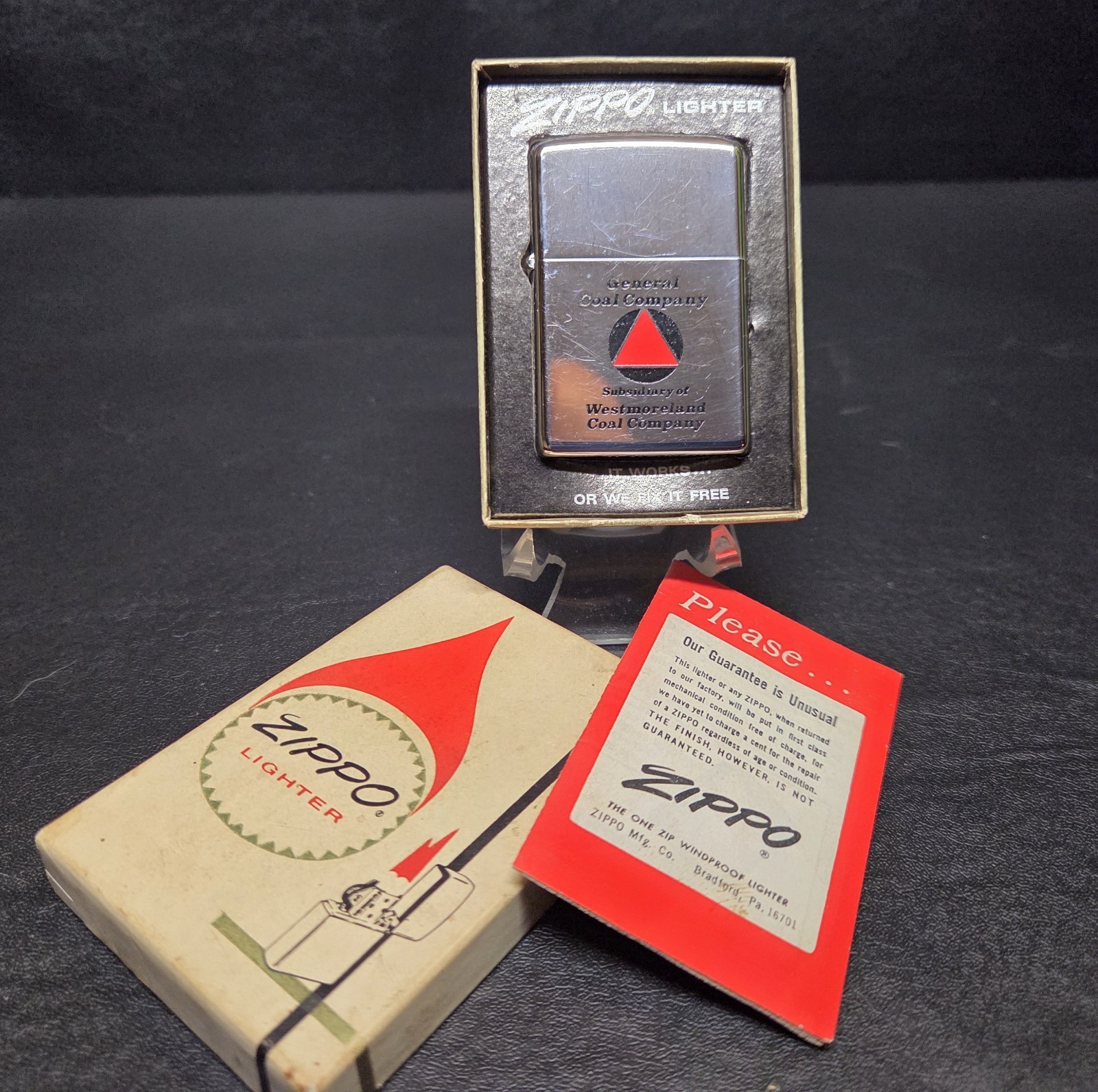 Vintage 1970 Zippo Lighter MIB General Coal Company Full Size Never Fired