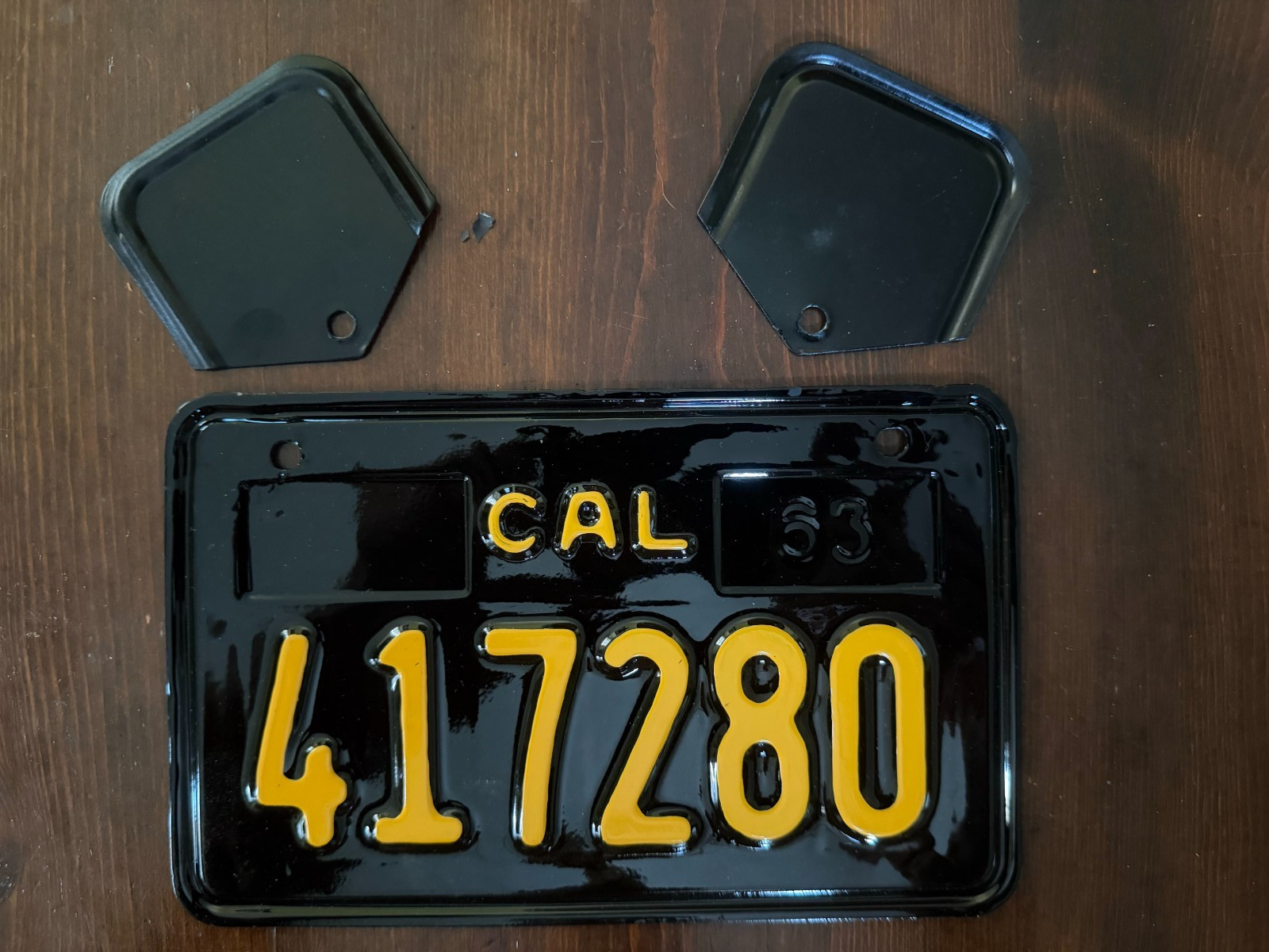 Vintage 1963 California Black & Yellow MOTORCYCLE License Plate  - 417280