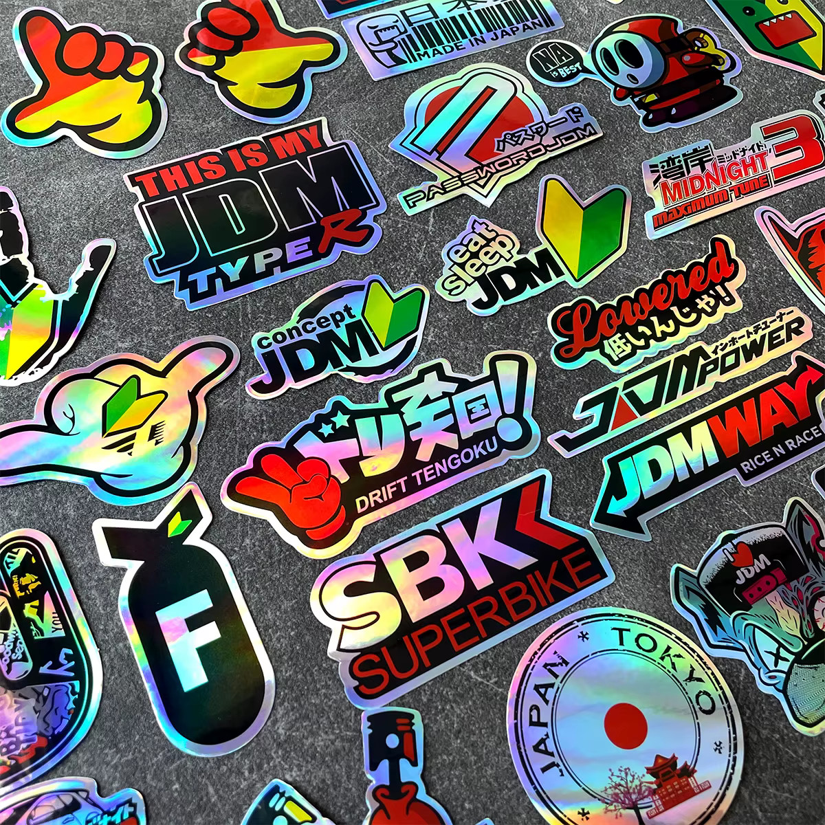 Racing Decal Stickers 39 Pack Set Motorcycle Japan JDM Laser Holographic - US