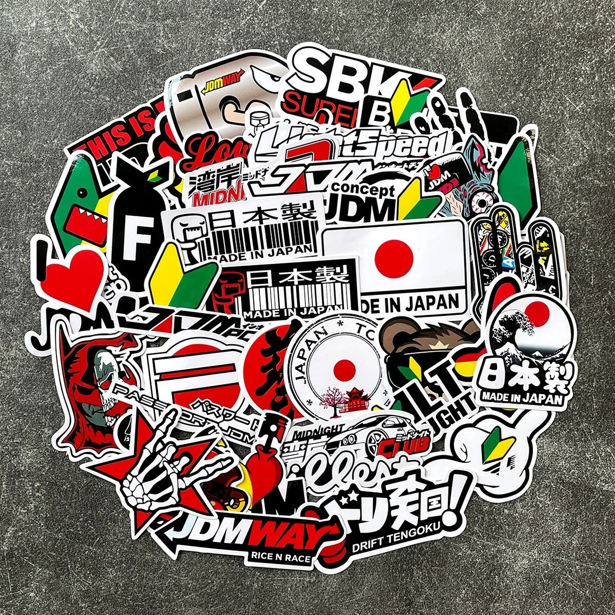 JDM Racing Sticker Decals 40 Pack Japanese Motorcycle Helmet Stickers Decal Set