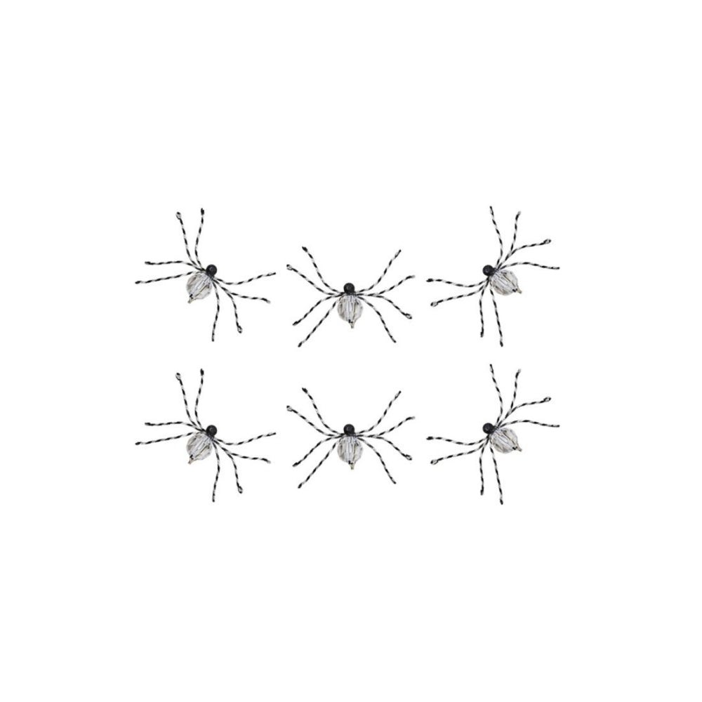 MacKenzie-Childs Black & White Beaded Spider Clips - Set of 6 NEW