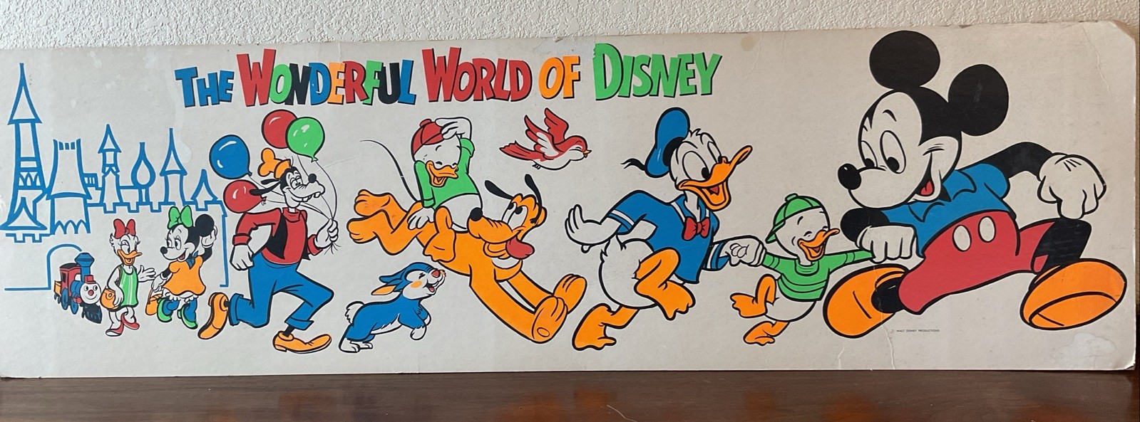 Rare Vintage 47” Walt Disney Store Display Sign Mickey Mouse Wonderful World