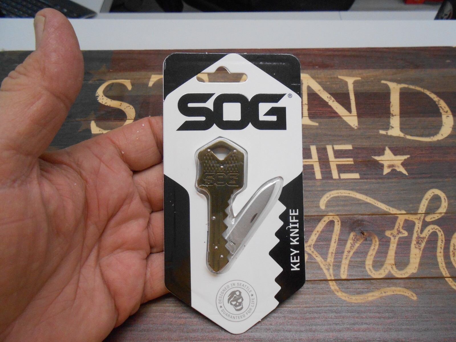 SOG Keychain Pocket Knife Lockback Plain Edge Blade