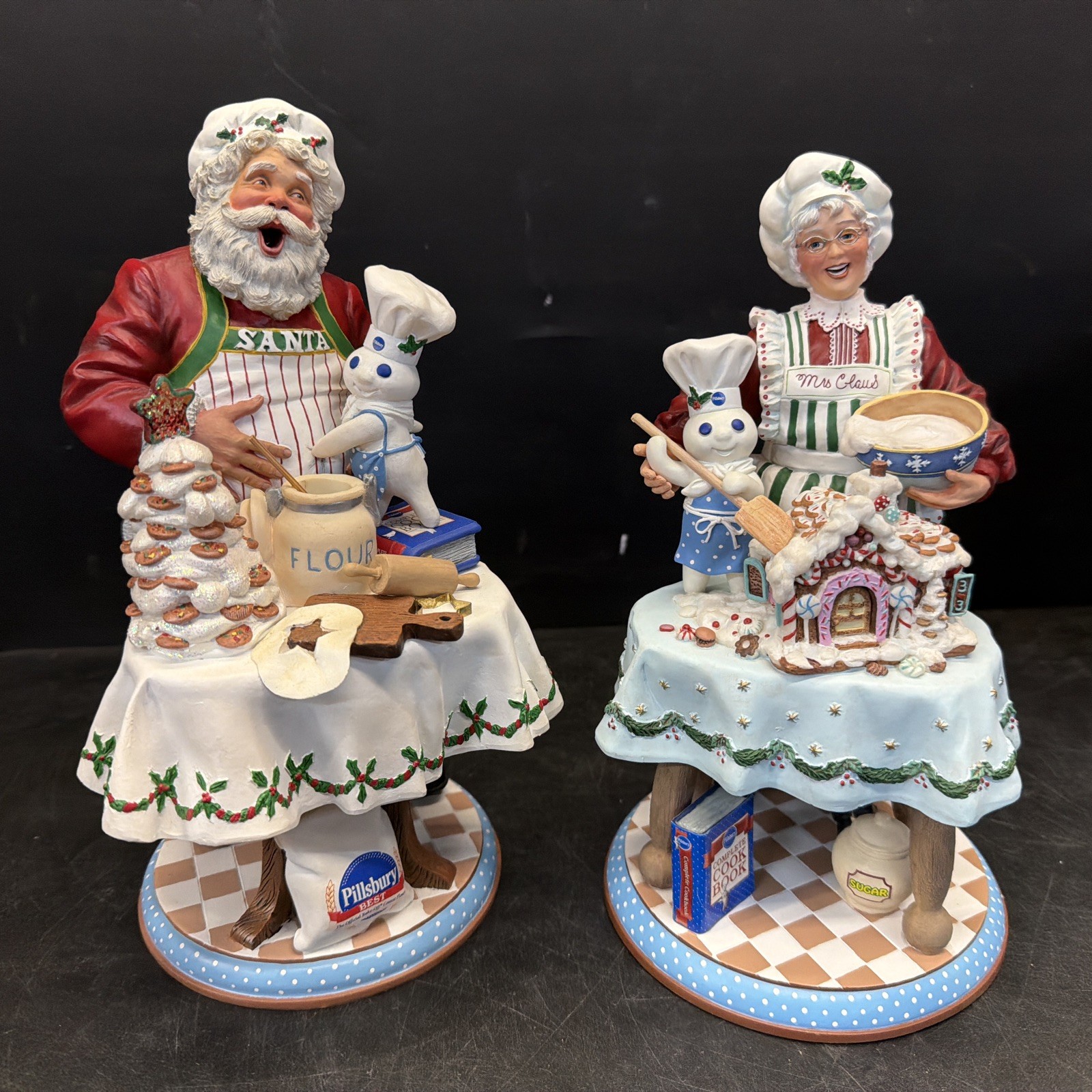 Danbury Mint Pillsbury Doughboy Santa’s Little Helper & Mrs Claus Favorite Baker