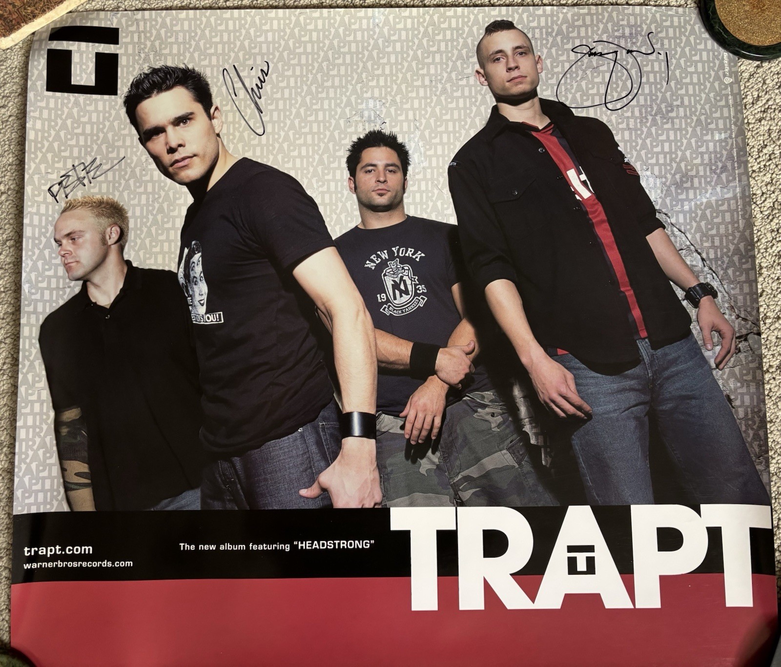 Trapt Rock Band 2002 Autographed 22”X 24” Poster Guaranteed Authentic Headstrong