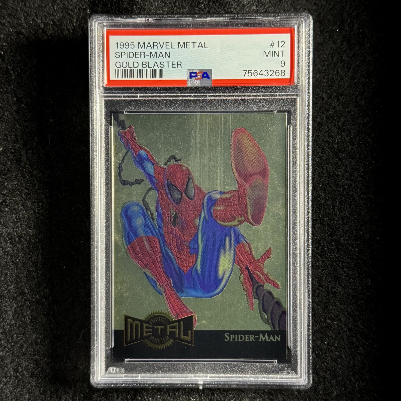 Spider-Man 1995 Marvel Metal Gold Blaster #12 PSA 9