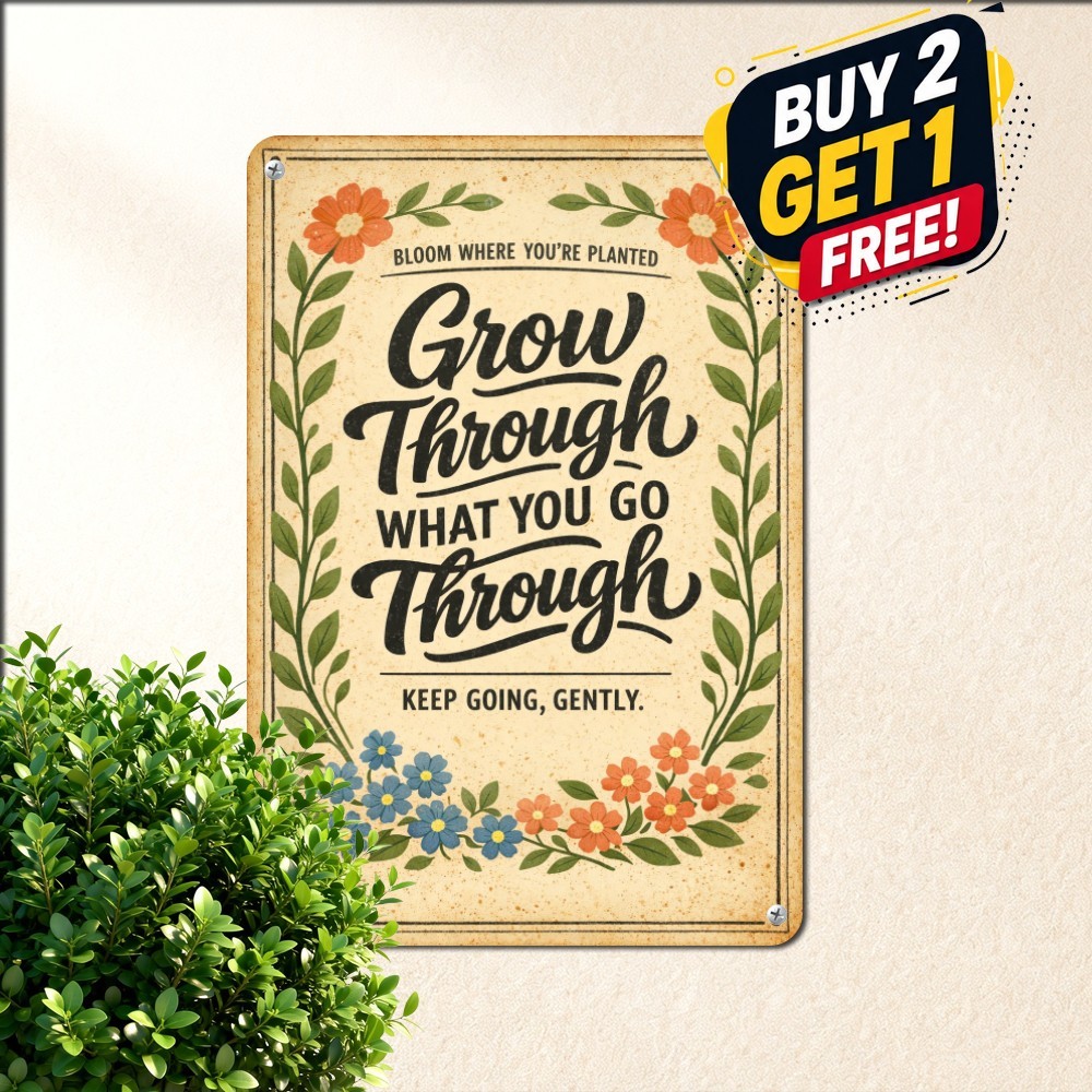 Wildflower Inspirational Quote Tin Sign 8x12 Rustic Botanical Metal Wall Plaque