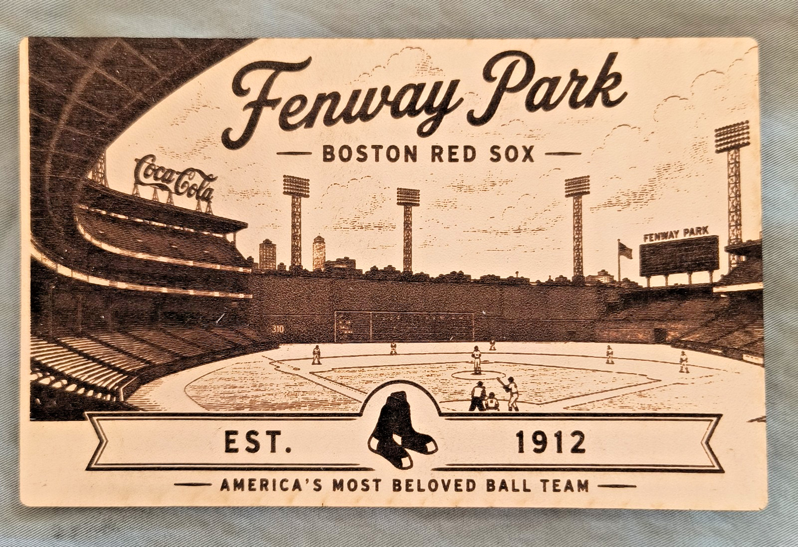LEATHER ~ Fenway Park BOSTON RED SOX  Modern BASEBALL PC Massachusetts
