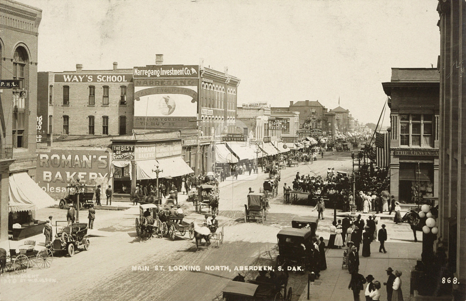 Main St. looking north, Aberdeen, SD South Dakota 1910 RPPC Photo Postcard COPY