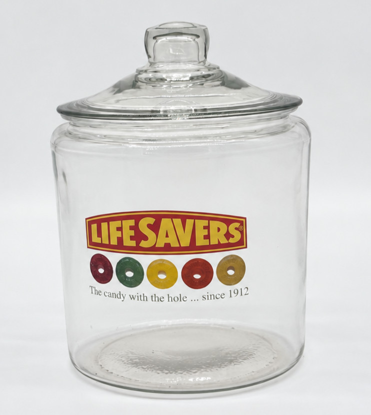 Rare VTG 1970 Life Savers Glass General Store Counter Display Jar Since 1912 Lid